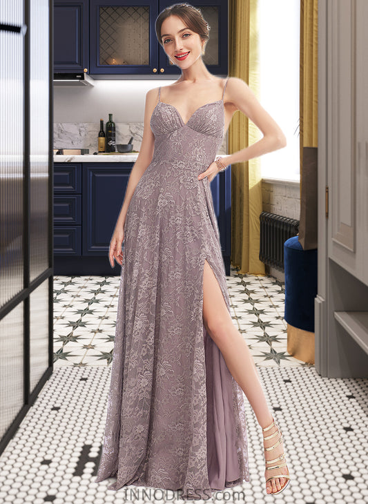 Kailey A-Line V-neck Floor-Length Bridesmaid Dress With Split Front DPP0013075