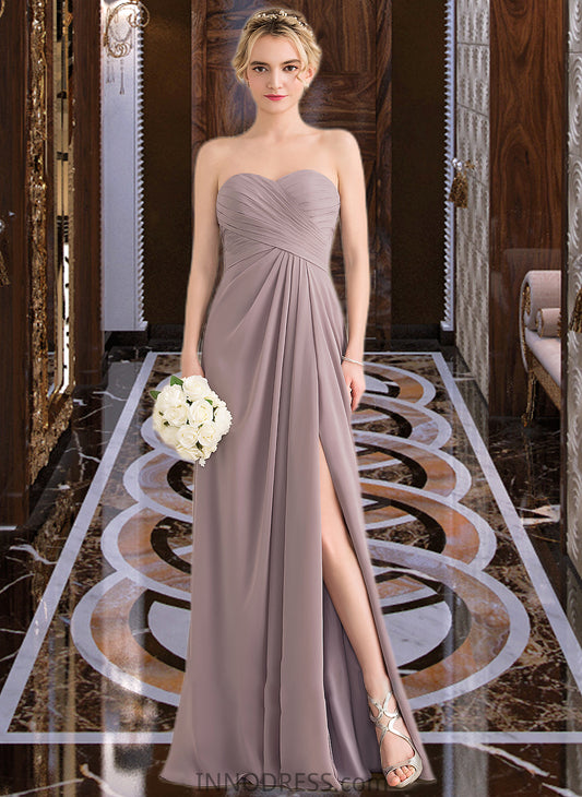 Annabella A-Line Sweetheart Floor-Length Chiffon Bridesmaid Dress With Ruffle Split Front DPP0013079