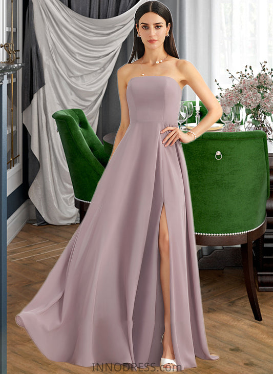 Viv A-Line Strapless Floor-Length Bridesmaid Dress With Split Front DPP0013084