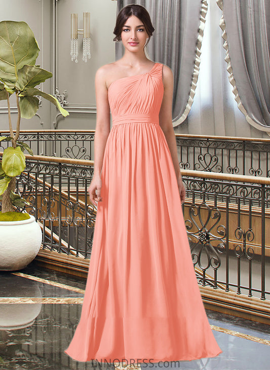 Megan A-Line One-Shoulder Floor-length Chiffon Bridesmaid Dress DPP0013092