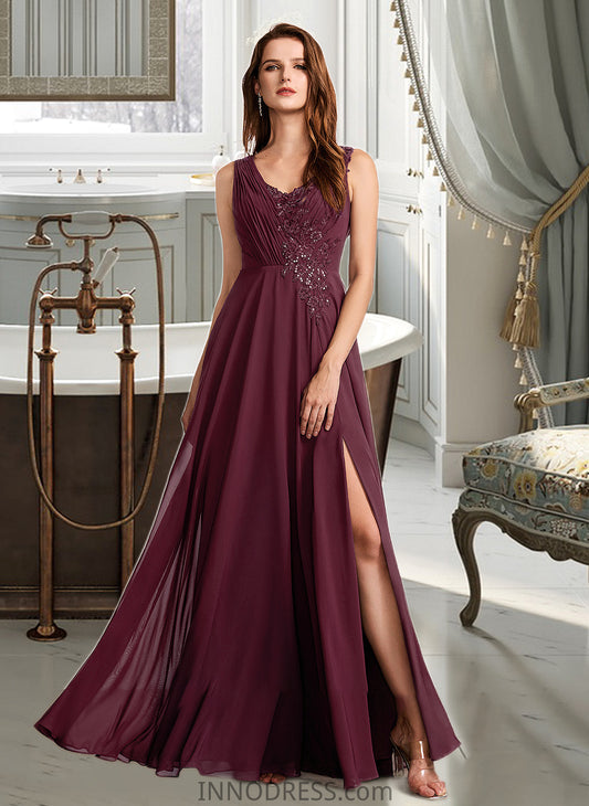 Tatum A-Line V-neck Floor-Length Bridesmaid Dress With Lace DPP0013117