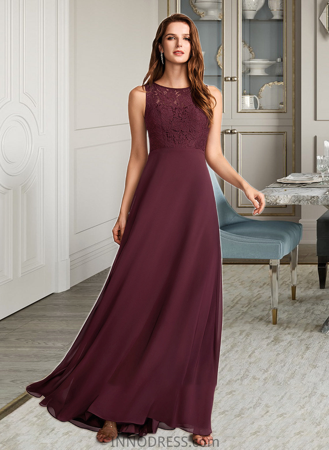 Rosalie A-Line Floor-Length Bridesmaid Dress DPP0013118