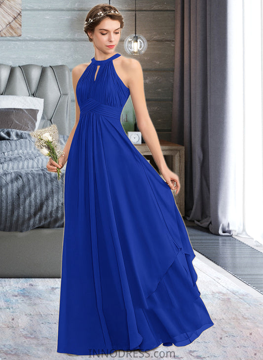 Patti A-Line Scoop Neck Floor-Length Chiffon Bridesmaid Dress With Ruffle DPP0013133