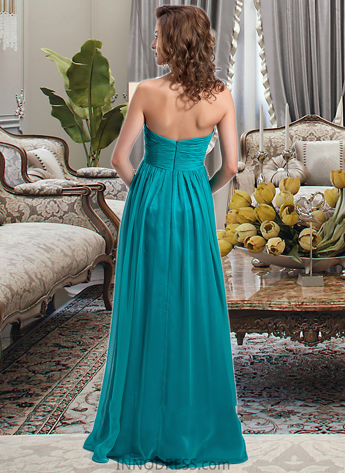 Shyla Chiffon Floor-length Empire Bridesmaid Dress with Sweetheart Neckline DPP0013137