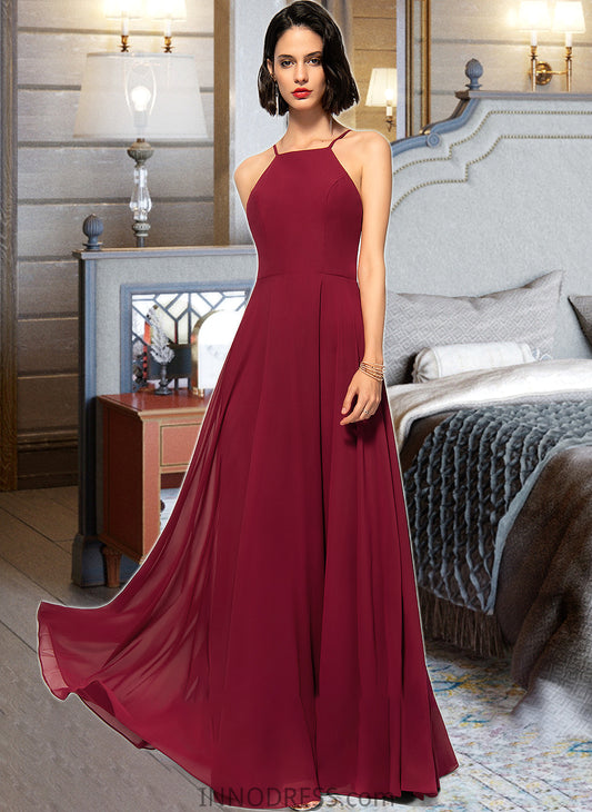 Alisha A-Line Scoop Neck Square Neckline Floor-Length Chiffon Bridesmaid Dress DPP0013146