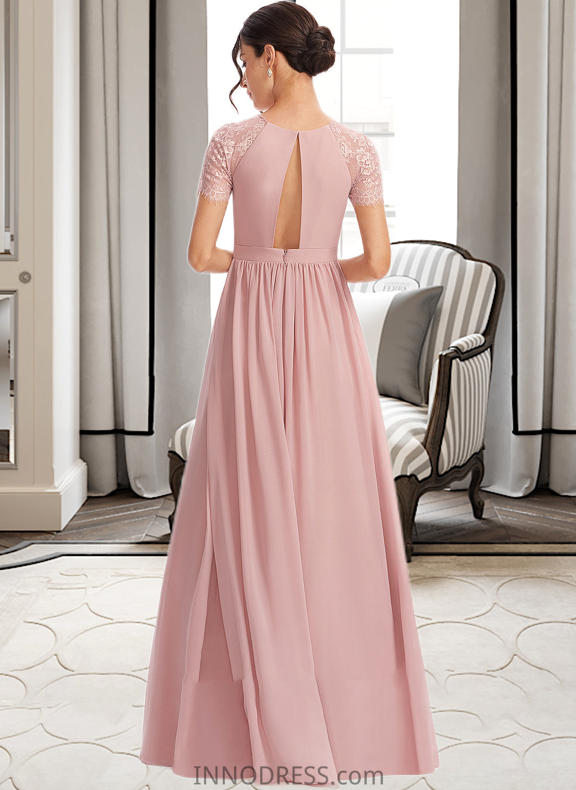 Yamilet A-Line Floor-Length Bridesmaid Dress With Lace DPP0013151