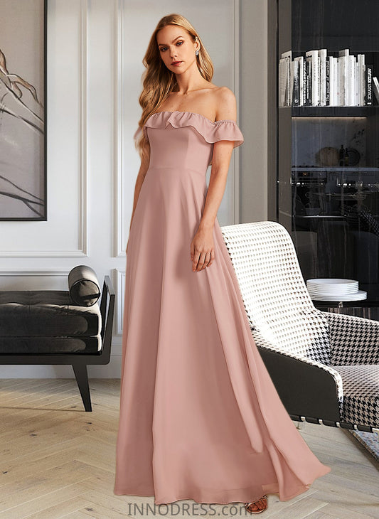 Ayana A-Line Off-the-Shoulder Floor-Length Bridesmaid Dress With Ruffle DPP0013156