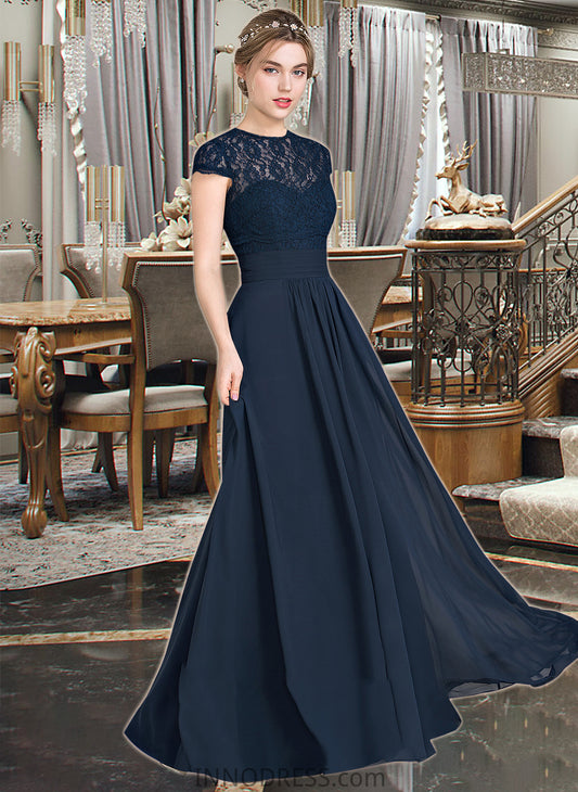 Brittany A-Line Sweetheart Floor-Length Chiffon Lace Bridesmaid Dress With Ruffle DPP0013163