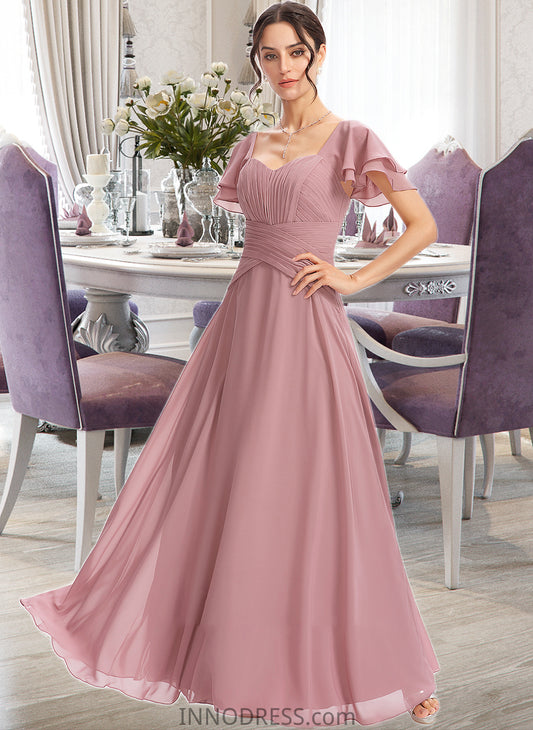 Prudence A-Line Square Neckline Floor-Length Bridesmaid Dress With Ruffle Cascading Ruffles DPP0013172