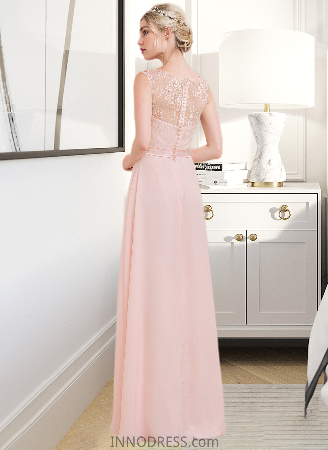 Kadence A-Line/Princess Sweetheart Floor-Length Chiffon Bridesmaid Dress With Ruffle DPP0013239