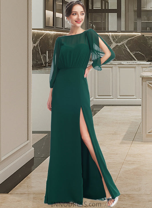 Ximena A-Line Scoop Neck Floor-Length Bridesmaid Dress With Split Front DPP0013245