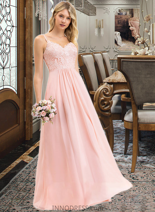 Selina A-Line Sweetheart Floor-Length Chiffon Lace Bridesmaid Dress DPP0013248