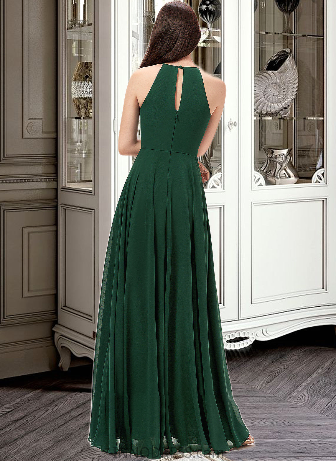 Thalia A-Line Scoop Neck Floor-Length Chiffon Bridesmaid Dress DPP0013257