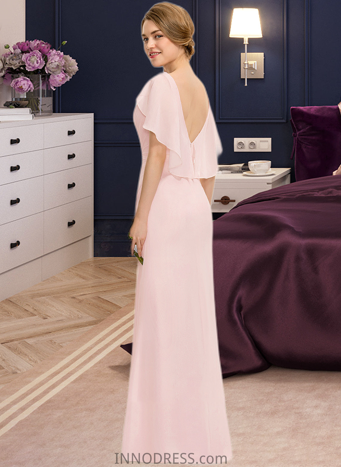 Simone A-Line Scoop Neck Floor-Length Chiffon Bridesmaid Dress With Cascading Ruffles DPP0013269