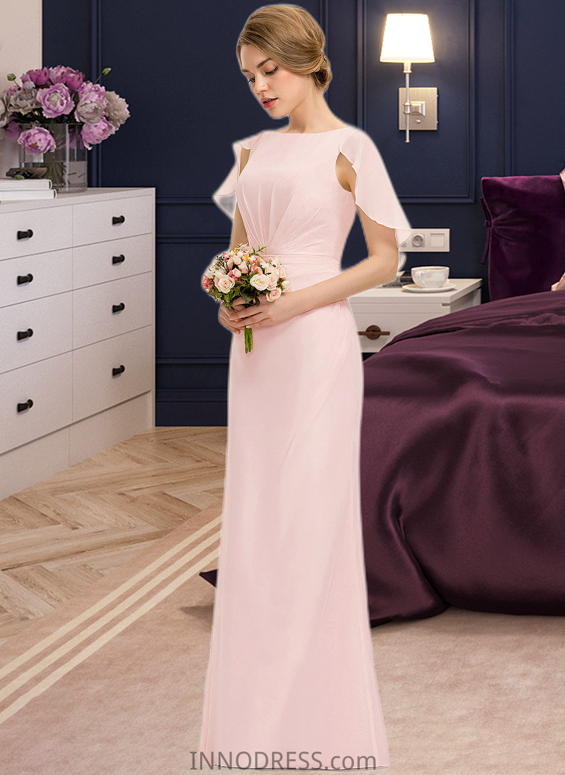 Simone A-Line Scoop Neck Floor-Length Chiffon Bridesmaid Dress With Cascading Ruffles DPP0013269