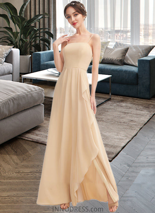 Sofia A-Line Square Neckline Floor-Length Bridesmaid Dress With Split Front DPP0013275