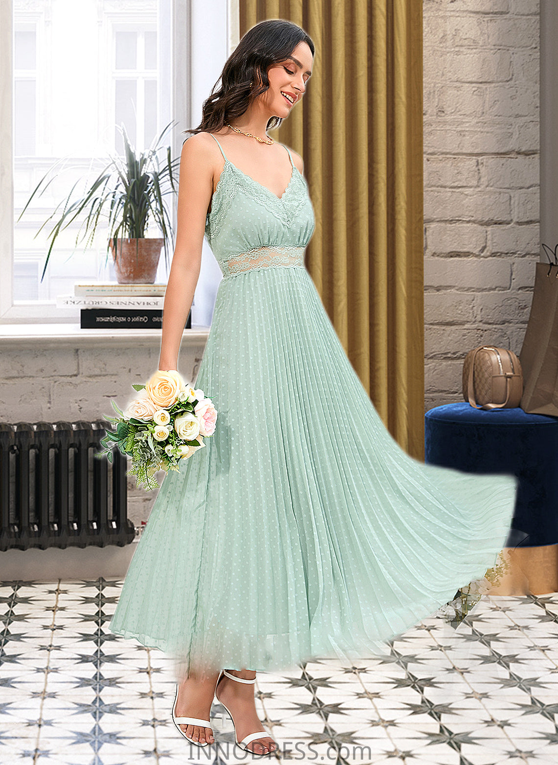 Jessica A-LineV-neckAnkle-LengthBridesmaidDress#273652 DPP0013283