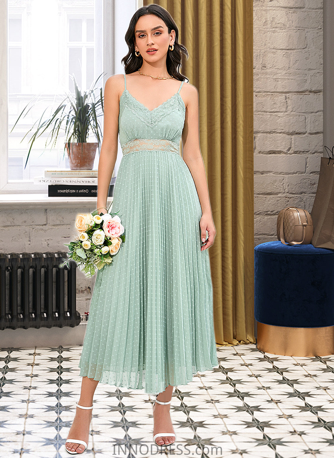 Jessica A-LineV-neckAnkle-LengthBridesmaidDress#273652 DPP0013283