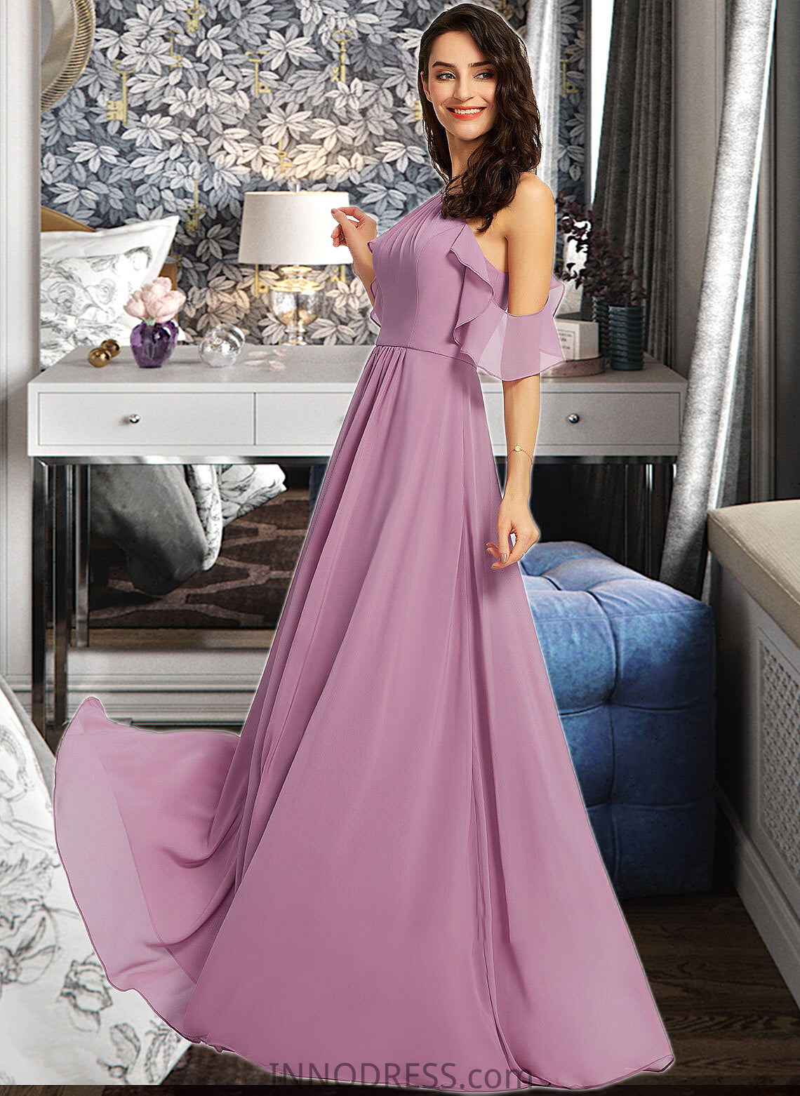 Zoe A-Line Scoop Neck Floor-Length Bridesmaid Dress With Pockets DPP0013287