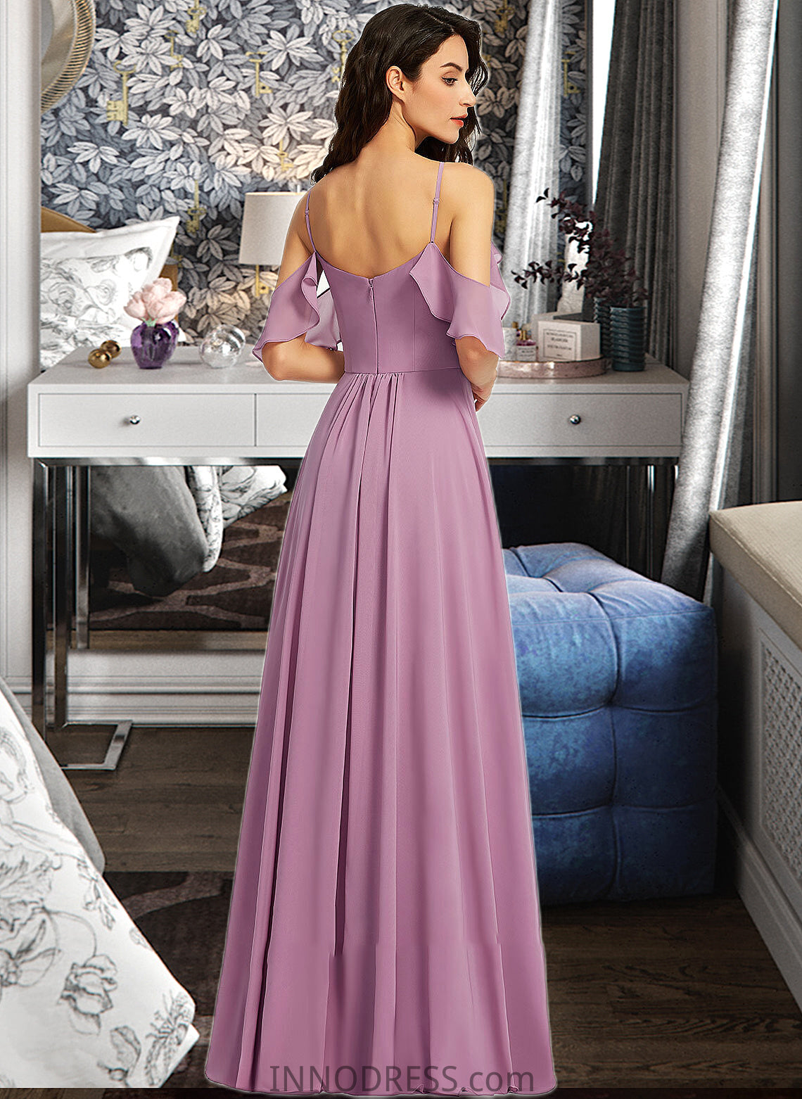 Zoe A-Line Scoop Neck Floor-Length Bridesmaid Dress With Pockets DPP0013287