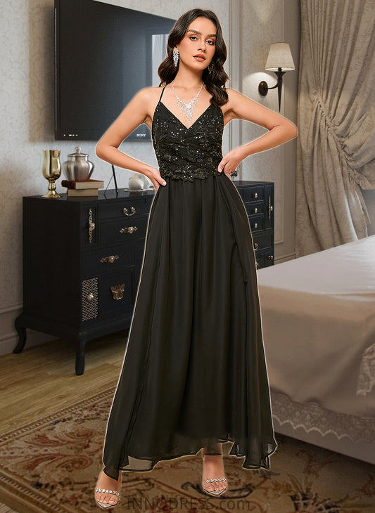 Sasha A-LineV-neckAnkle-LengthBridesmaidDressWithSequinsSplitFront#273658 DPP0013298