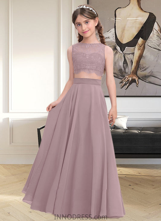 Jade A-Line Scoop Neck Floor-Length Chiffon Junior Bridesmaid Dress DPP0013316