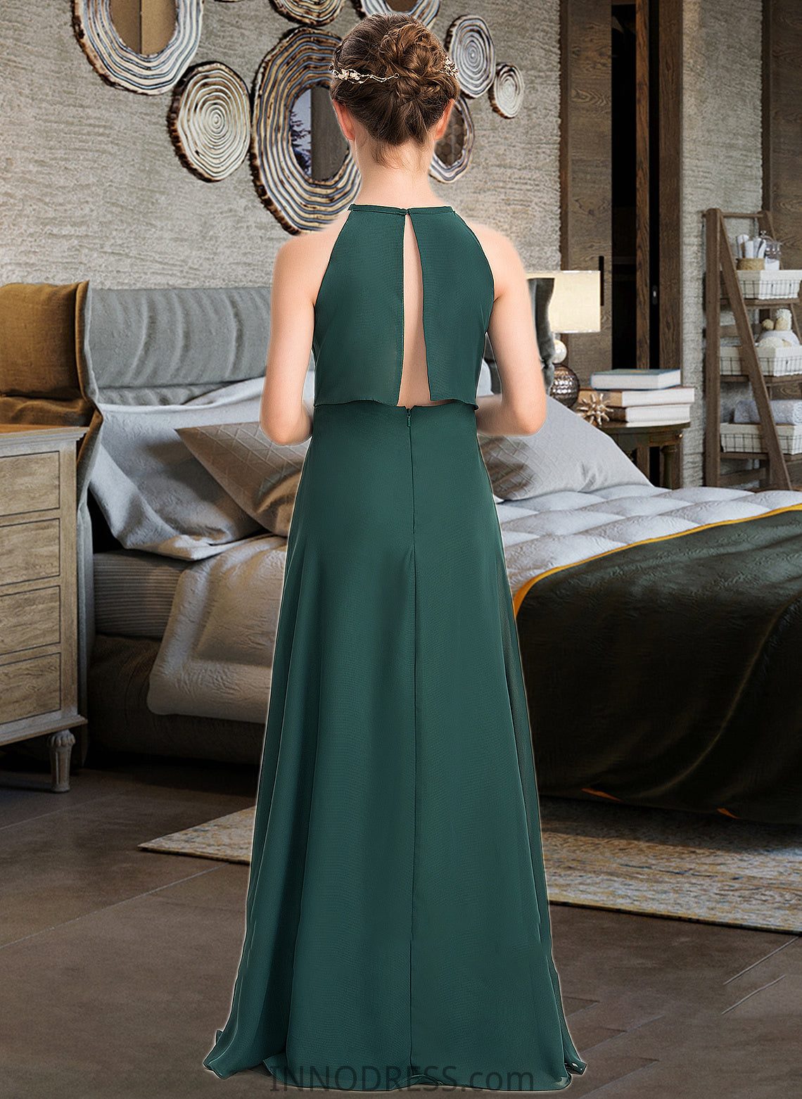 Mariam A-Line Scoop Neck Floor-Length Chiffon Junior Bridesmaid Dress DPP0013442