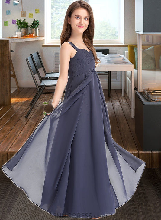 Isla A-Line Sweetheart Floor-Length Chiffon Junior Bridesmaid Dress With Ruffle DPP0013504