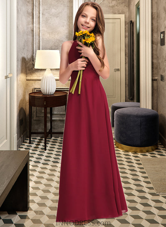 Zoey A-Line Scoop Neck Floor-Length Chiffon Junior Bridesmaid Dress DPP0013519