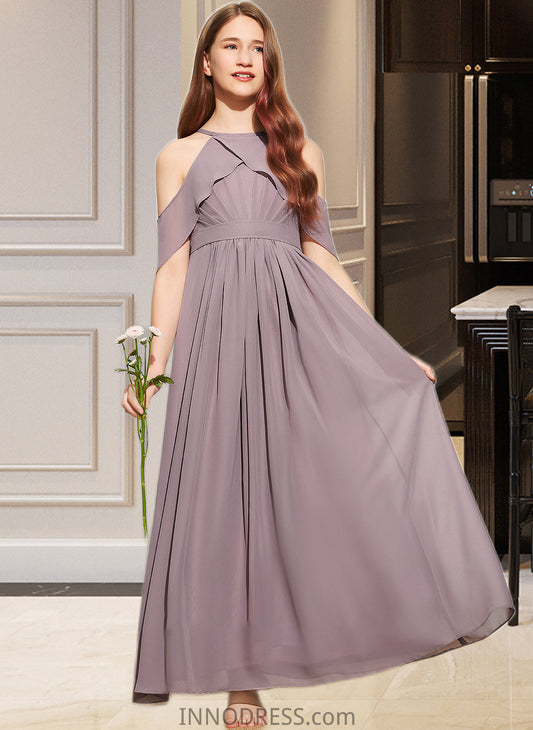 Juliana A-Line Scoop Neck Floor-Length Chiffon Junior Bridesmaid Dress With Ruffle DPP0013521