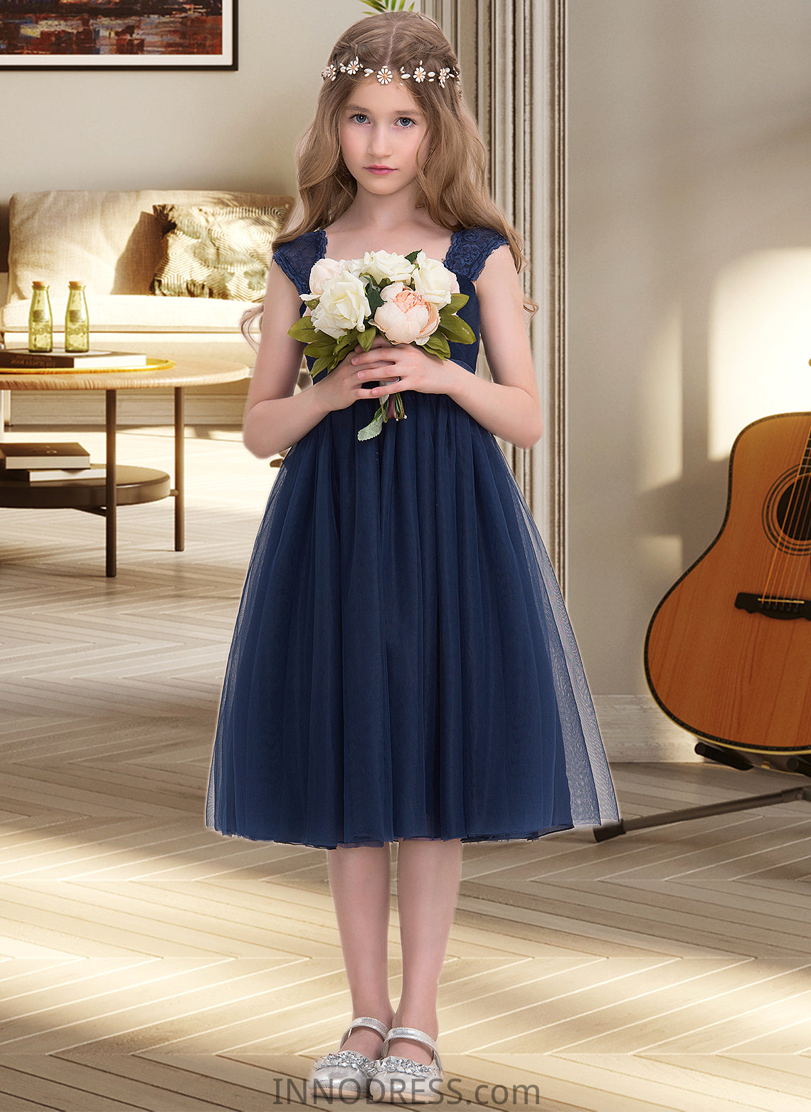 Kasey Empire Sweetheart Knee-Length Tulle Junior Bridesmaid Dress With Ruffle DPP0013590