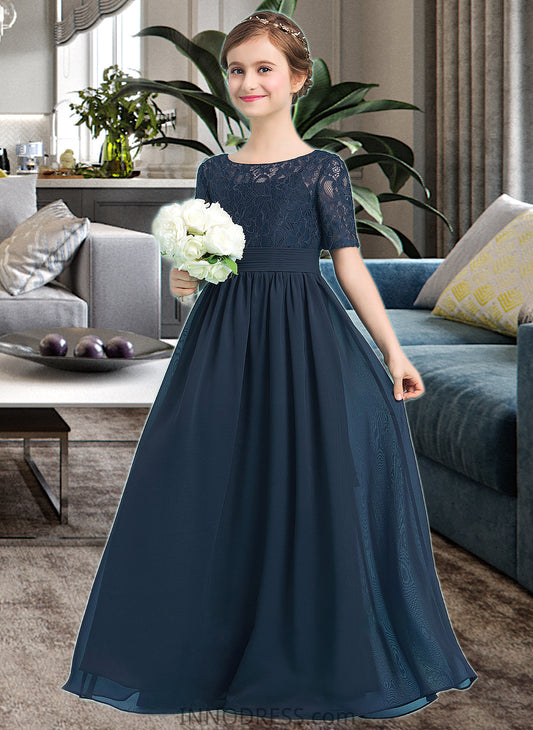 Pauline A-LineScoopNeckFloor-LengthChiffonJuniorBridesmaidDress#148411 DPP0013631