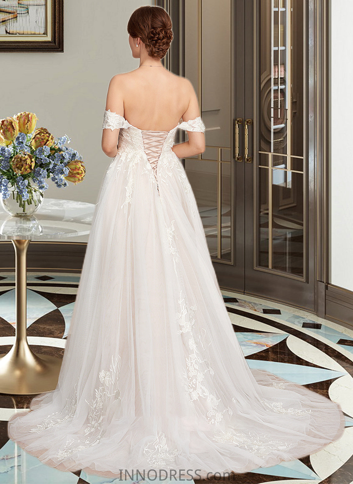 Roselyn Ball-Gown/Princess Sweetheart Sweep Train Tulle Wedding Dress DPP0013685