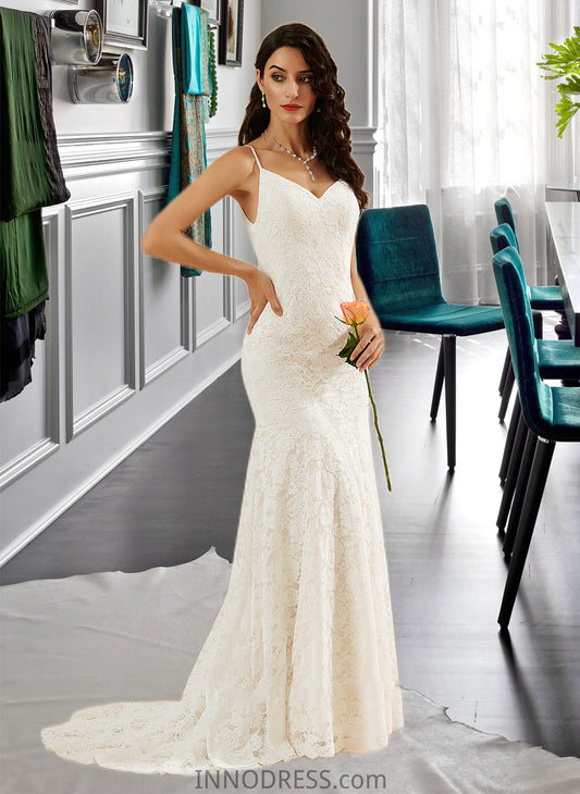 Londyn Trumpet/Mermaid V-neck Court Train Wedding Dress DPP0013725