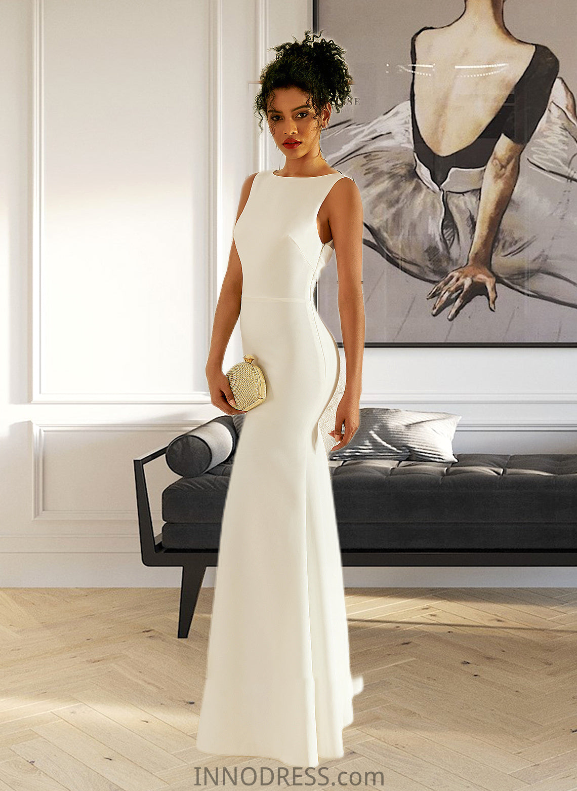 Philippa Trumpet/Mermaid Scoop Neck Floor-Length Wedding Dress DPP0013727