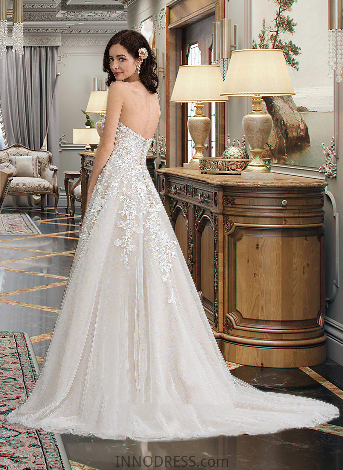 Anastasia Ball-Gown/Princess Sweetheart Court Train Tulle Wedding Dress DPP0013732