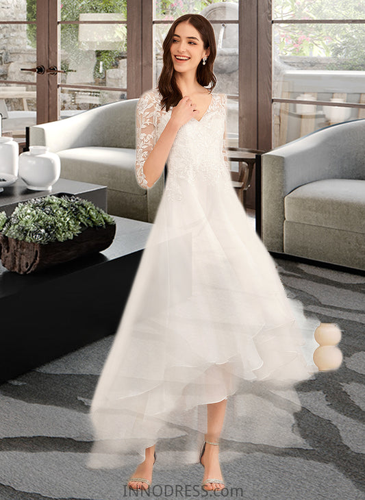 Kamila A-Line V-neck Asymmetrical Wedding Dress With Beading Sequins DPP0013755