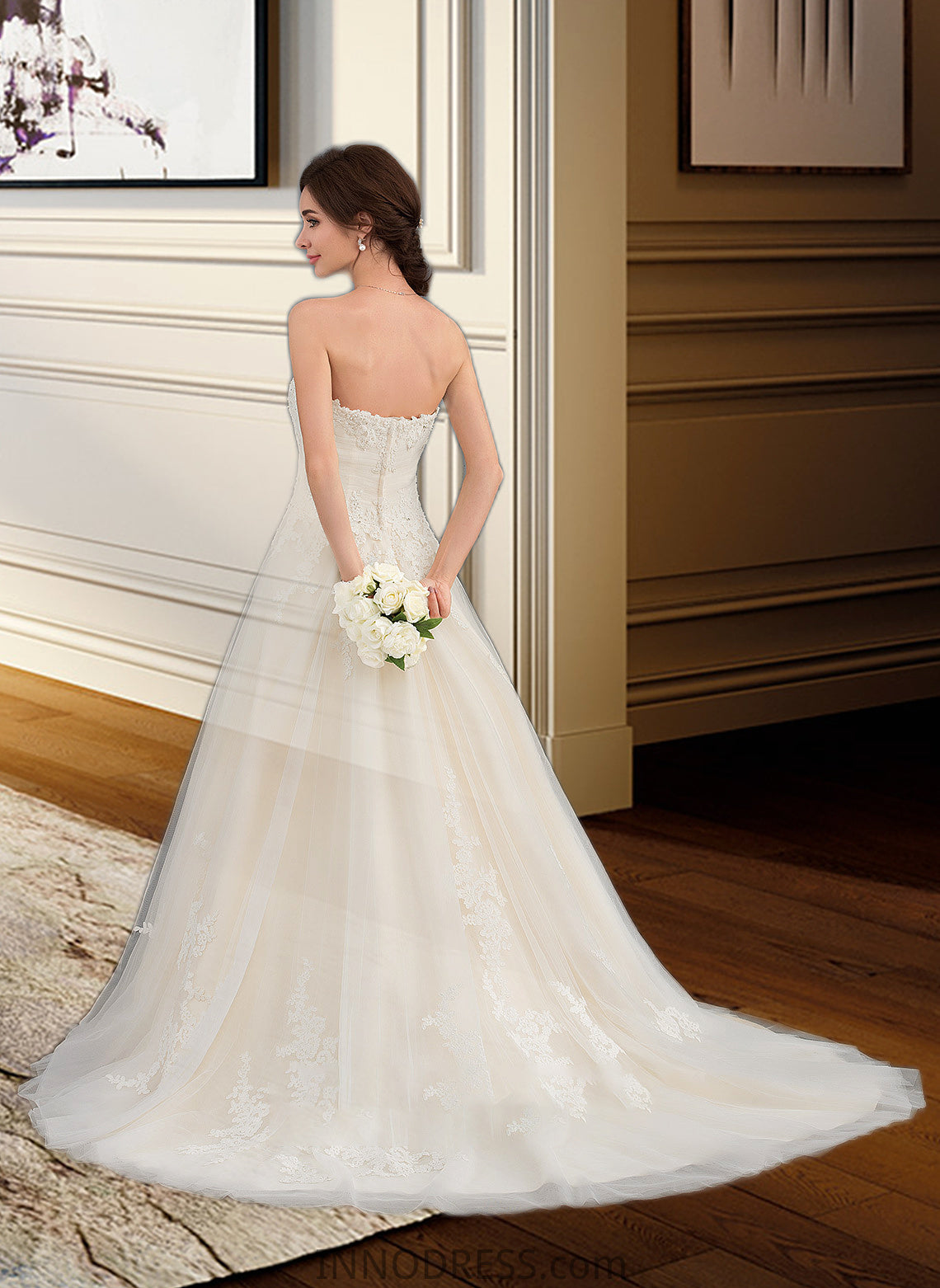 Elliana Ball-Gown/Princess Sweetheart Court Train Tulle Wedding Dress With Ruffle Beading DPP0013766