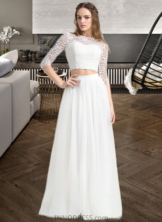 Evelin A-Line Scoop Neck Floor-Length Tulle Wedding Dress DPP0013787