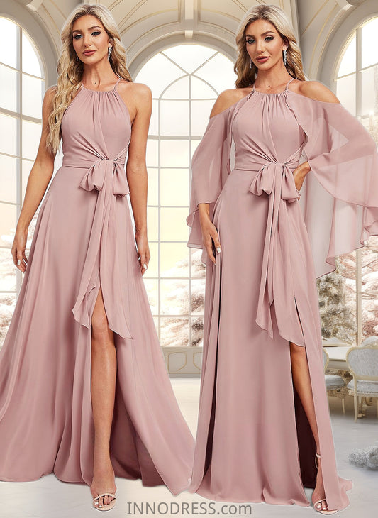 Shyla A-line Halter Floor-Length Chiffon Bridesmaid Dress DPP0025821