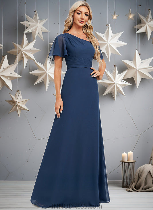 Gill A-line Asymmetrical Floor-Length Chiffon Bridesmaid Dress With Ruffle DPP0025801