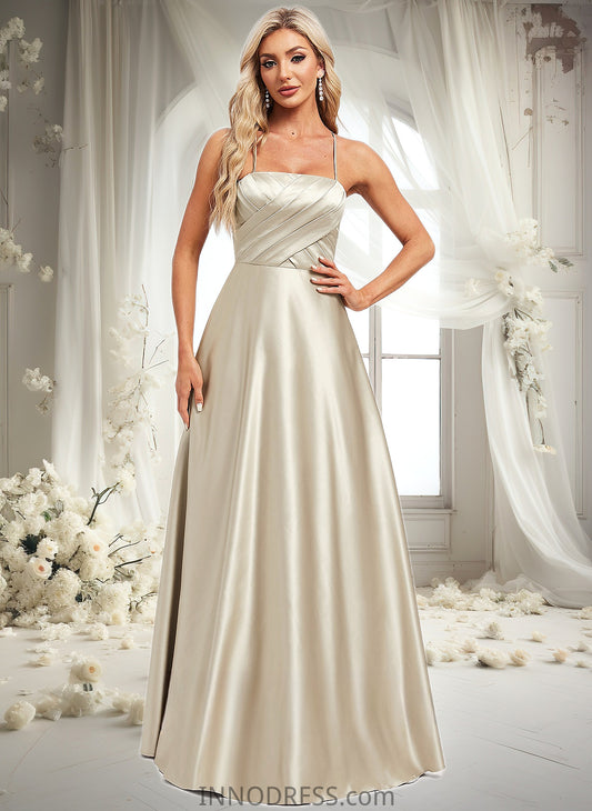 Phyllis A-line Square Floor-Length Satin Bridesmaid Dress DPP0025789