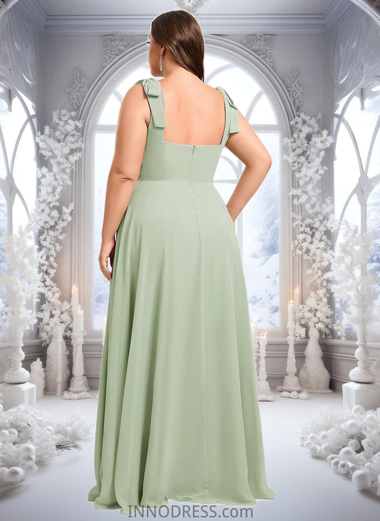 Lesley A-line Square Floor-Length Chiffon Prom Dresses With Bow DPP0025876