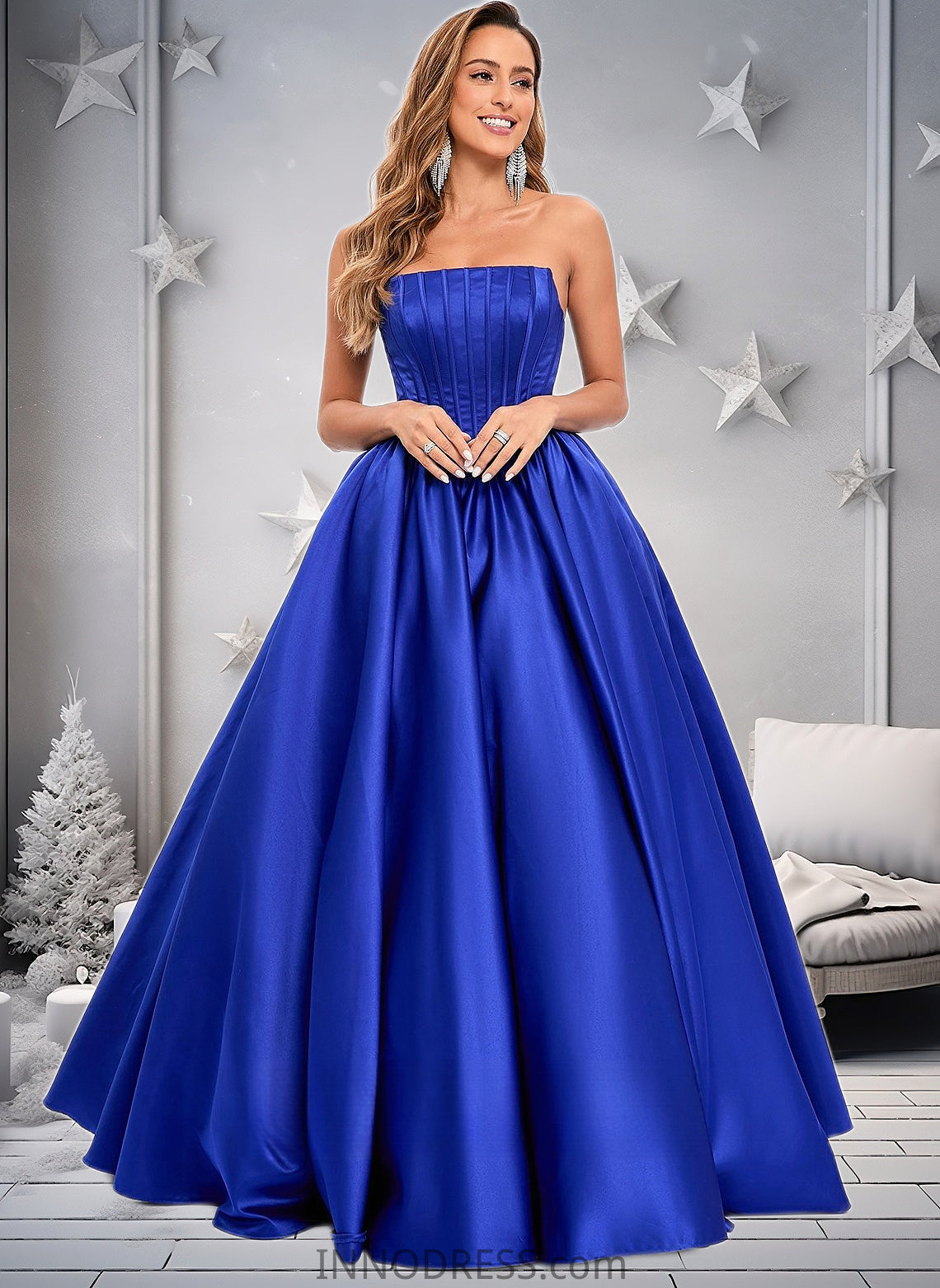 Maritza Ball-Gown/Princess Straight Floor-Length Satin Prom Dresses DPP0025831