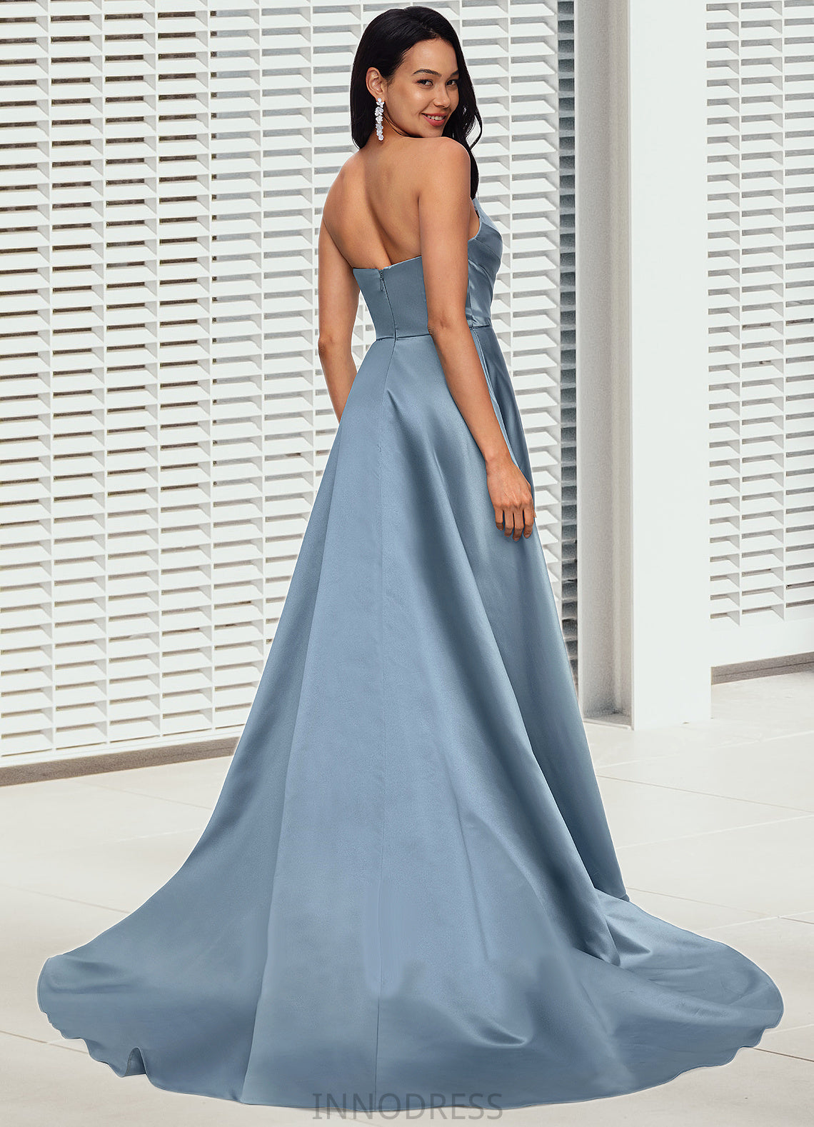 Lexie Ball-Gown/Princess V-Neck Sweep Train Satin Prom Dresses DPP0022191