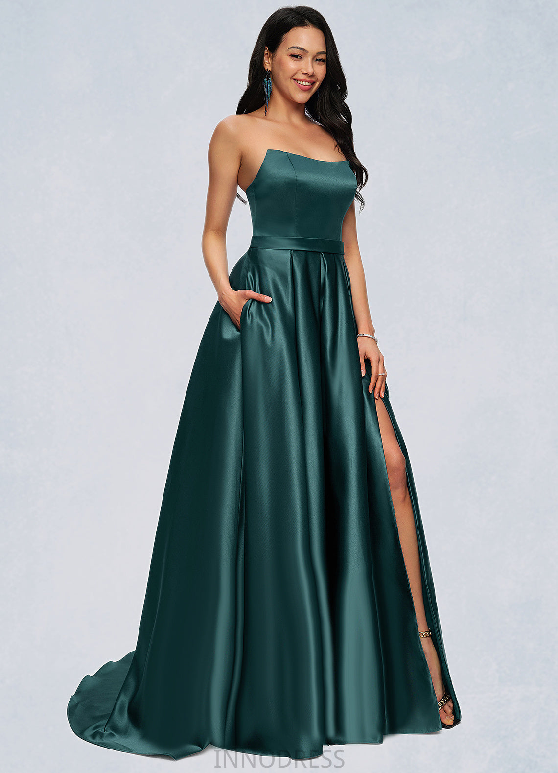 Josie Ball-Gown/Princess Sweep Train Satin Prom Dresses DPP0022207