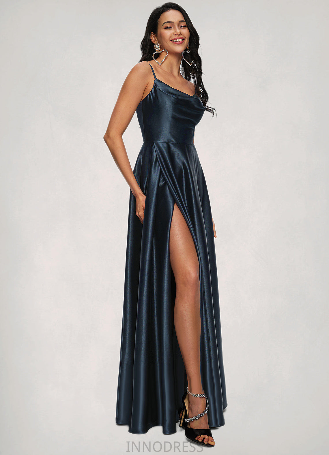 Skye A-line Cowl Floor-Length Stretch Satin Prom Dresses DPP0022216