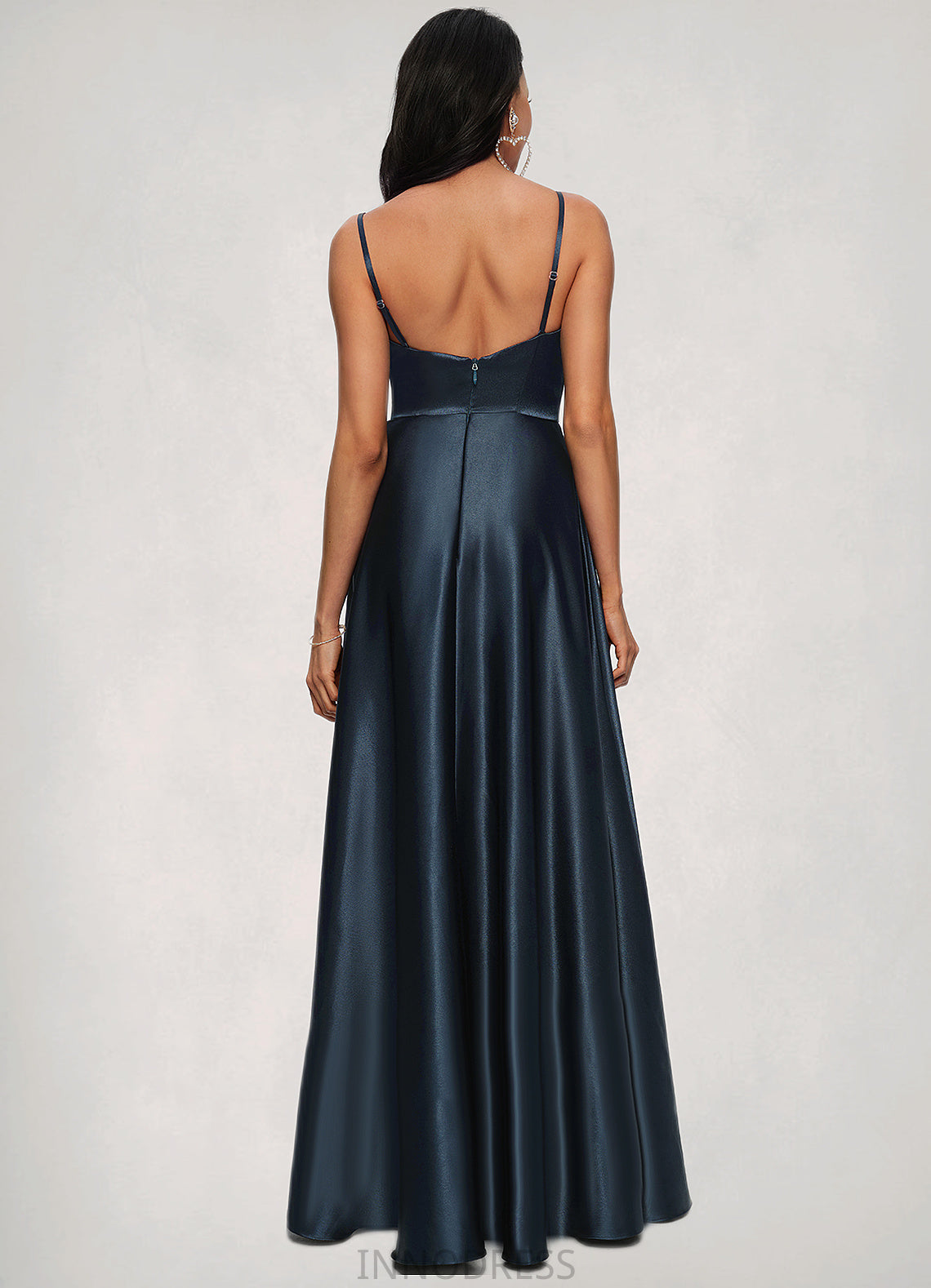 Skye A-line Cowl Floor-Length Stretch Satin Prom Dresses DPP0022216