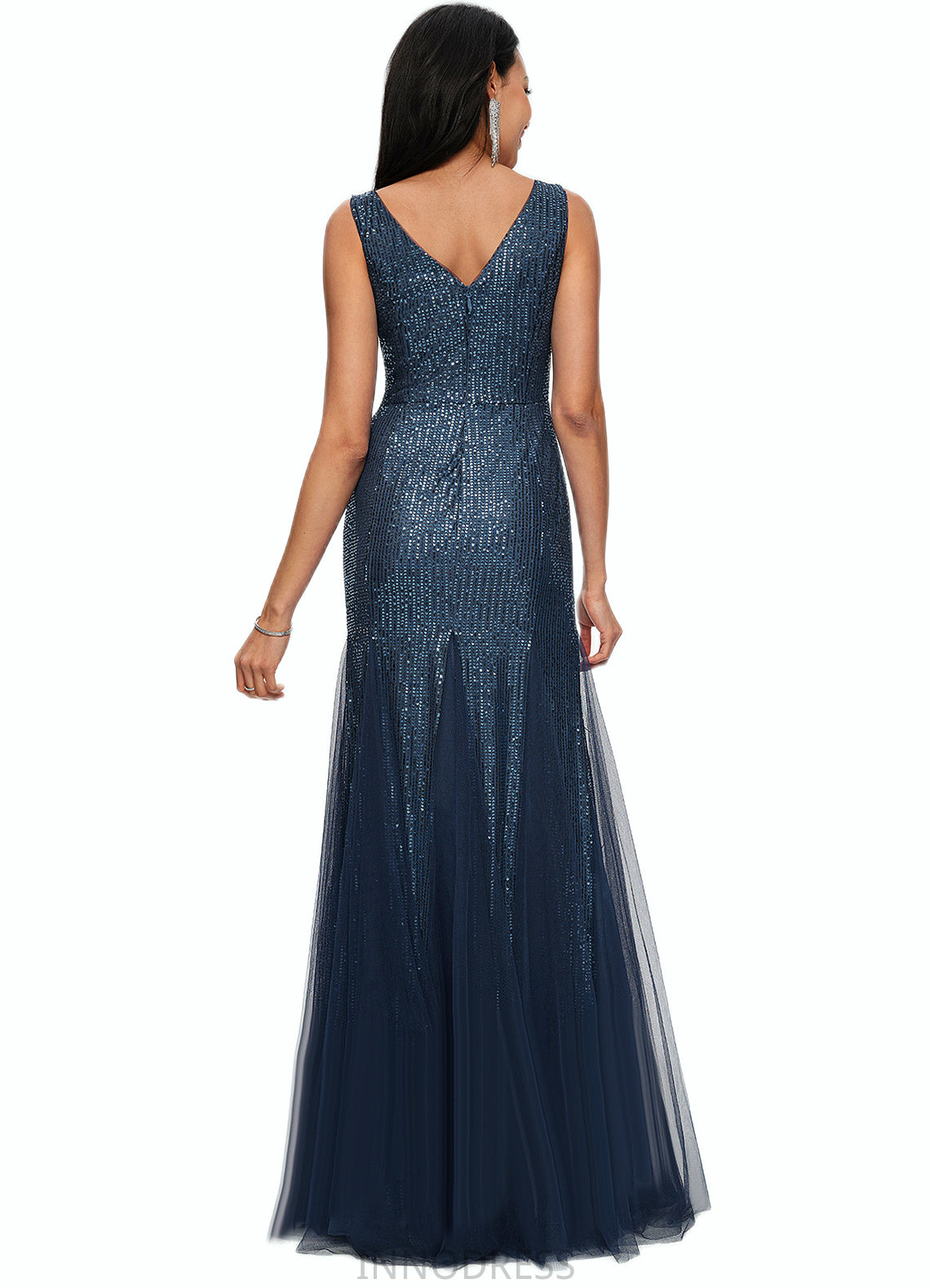 Pearl Sheath/Column V-Neck Floor-Length Sequin Prom Dresses DPP0022218