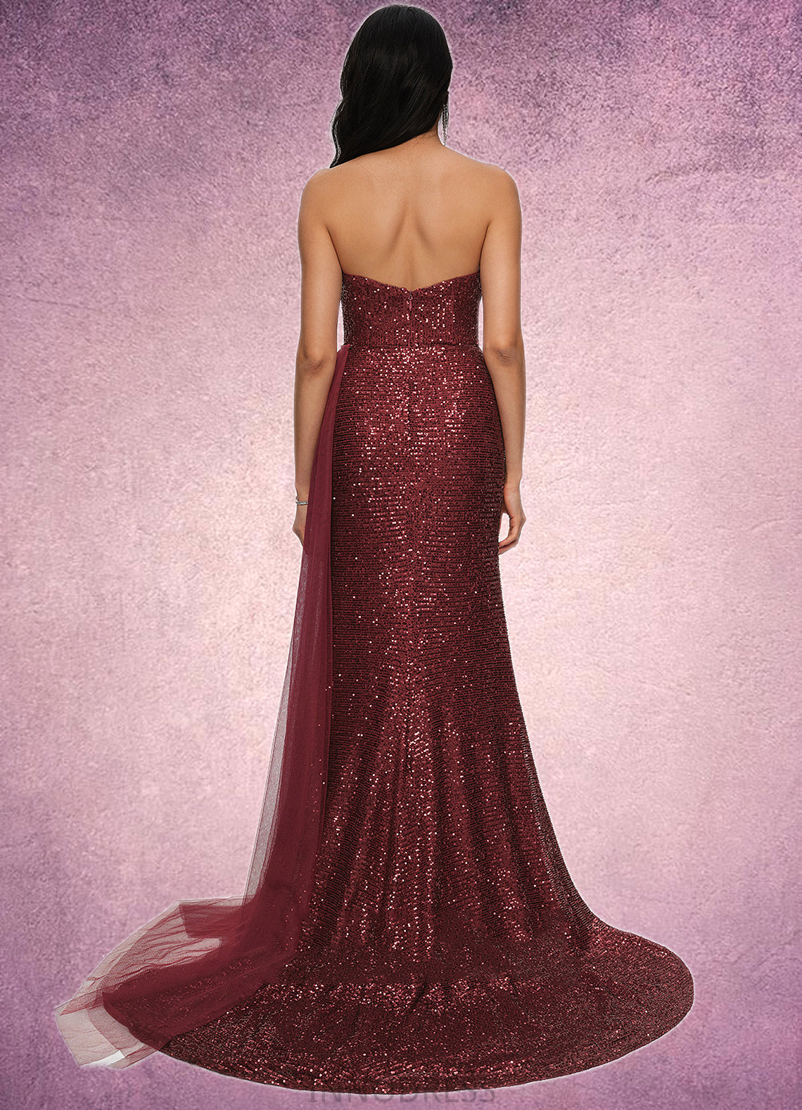 Heather Trumpet/Mermaid V-Neck Sweep Train Sequin Prom Dresses DPP0022227